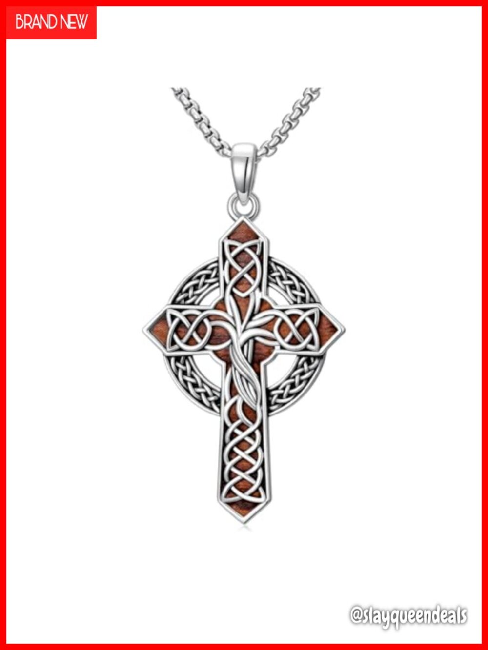 925 Sterling Silver Celtic Cross Pendant Necklace